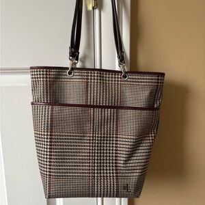 Ralph Lauren Houndstooth Tote with Brown Trim